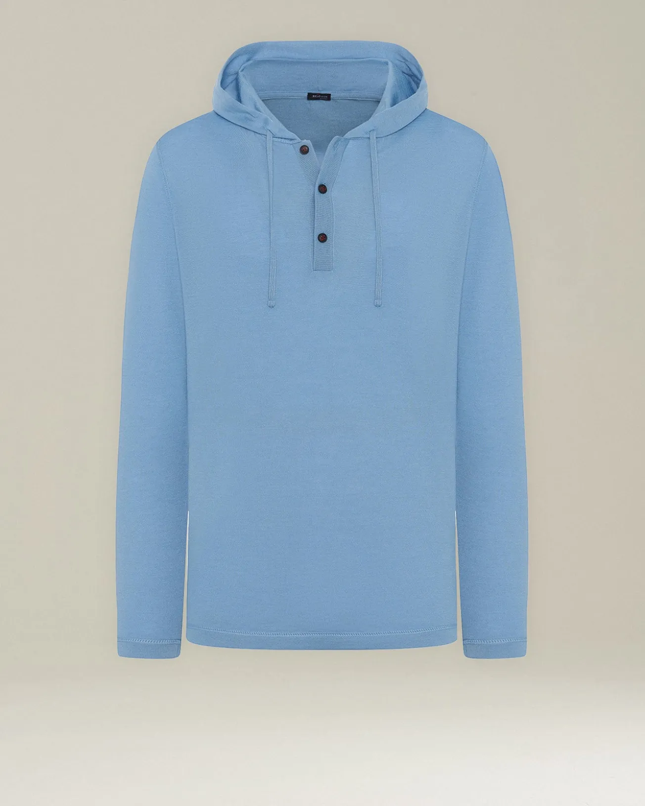 Maglia con cappuccio in cashmere e seta celeste
