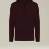 Maglia con cappuccio in cashmere e seta bourdeaux
