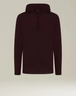 Maglia con cappuccio in cashmere e seta bourdeaux