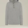 Maglia con cappuccio in cashmere e seta grigio melange