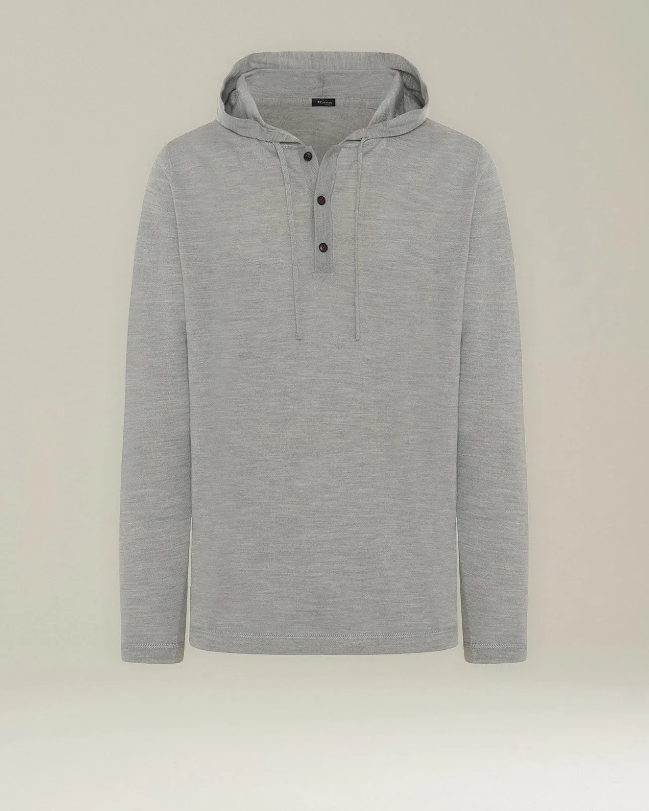 Maglia con cappuccio in cashmere e seta grigio melange