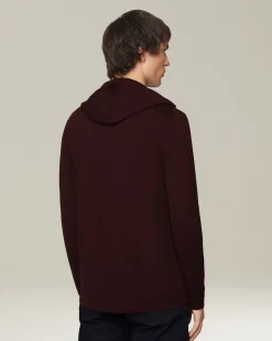 Maglia con cappuccio in cashmere e seta bourdeaux