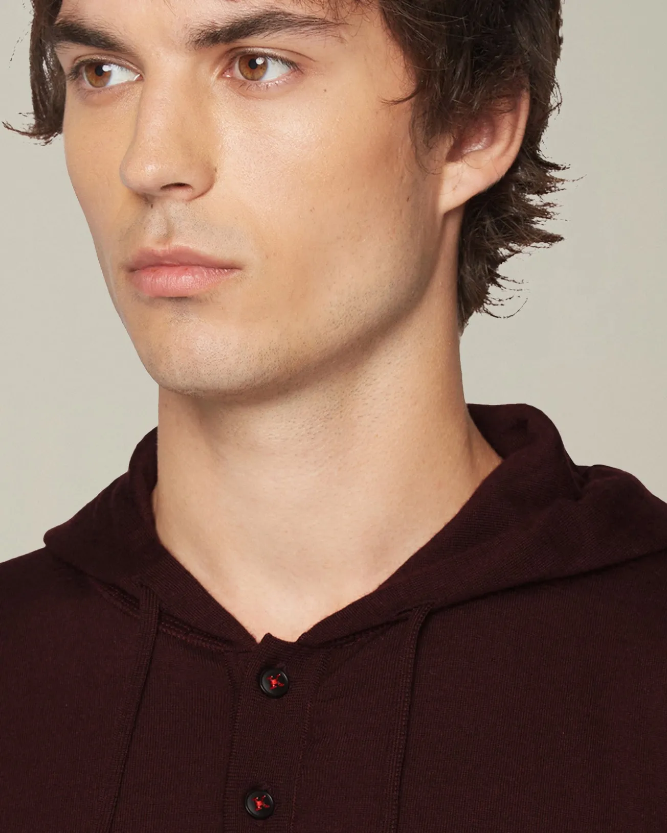Maglia con cappuccio in cashmere e seta bourdeaux