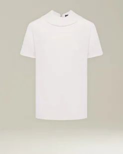 Maglia donna mezzo collo bianca 100% Lana