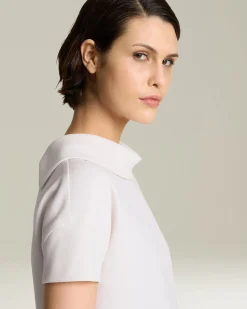 Maglia donna mezzo collo bianca 100% Lana