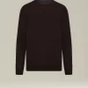Maglia girocollo filato lana 14 micron marrone