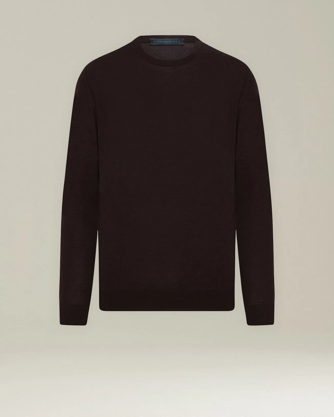 Maglia girocollo filato lana 14 micron marrone