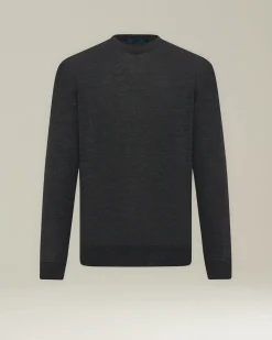 Maglia girocollo filato lana 14 micron grigio melange