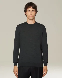 Maglia girocollo filato lana 14 micron grigio melange
