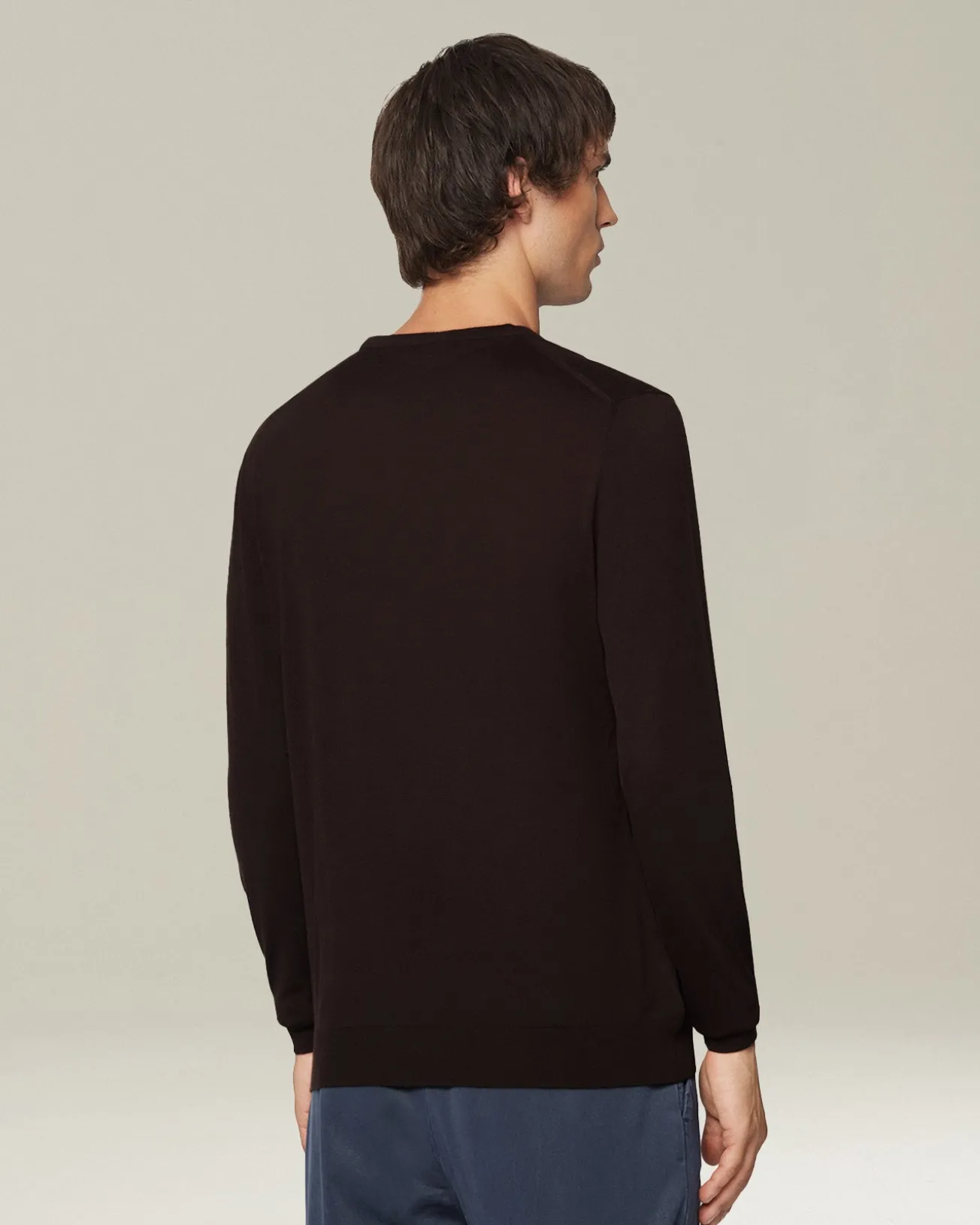 Maglia girocollo filato lana 14 micron marrone