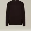 Maglione girocollo in cashmere e seta marrone