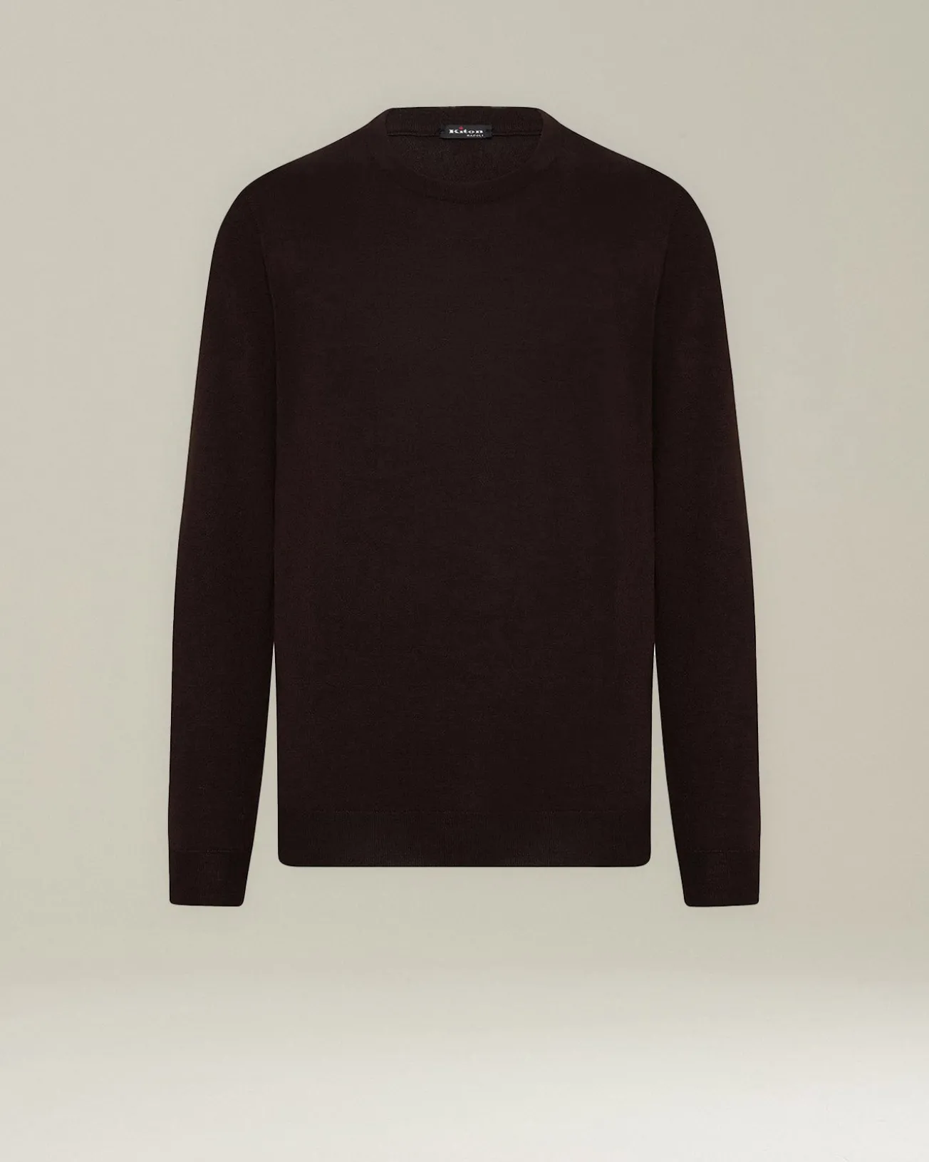 Maglione girocollo in cashmere e seta marrone