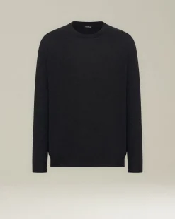 Maglione girocollo in cashmere e seta antracite