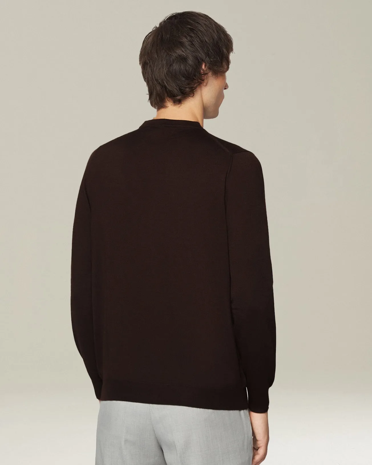 Maglione girocollo in cashmere e seta marrone