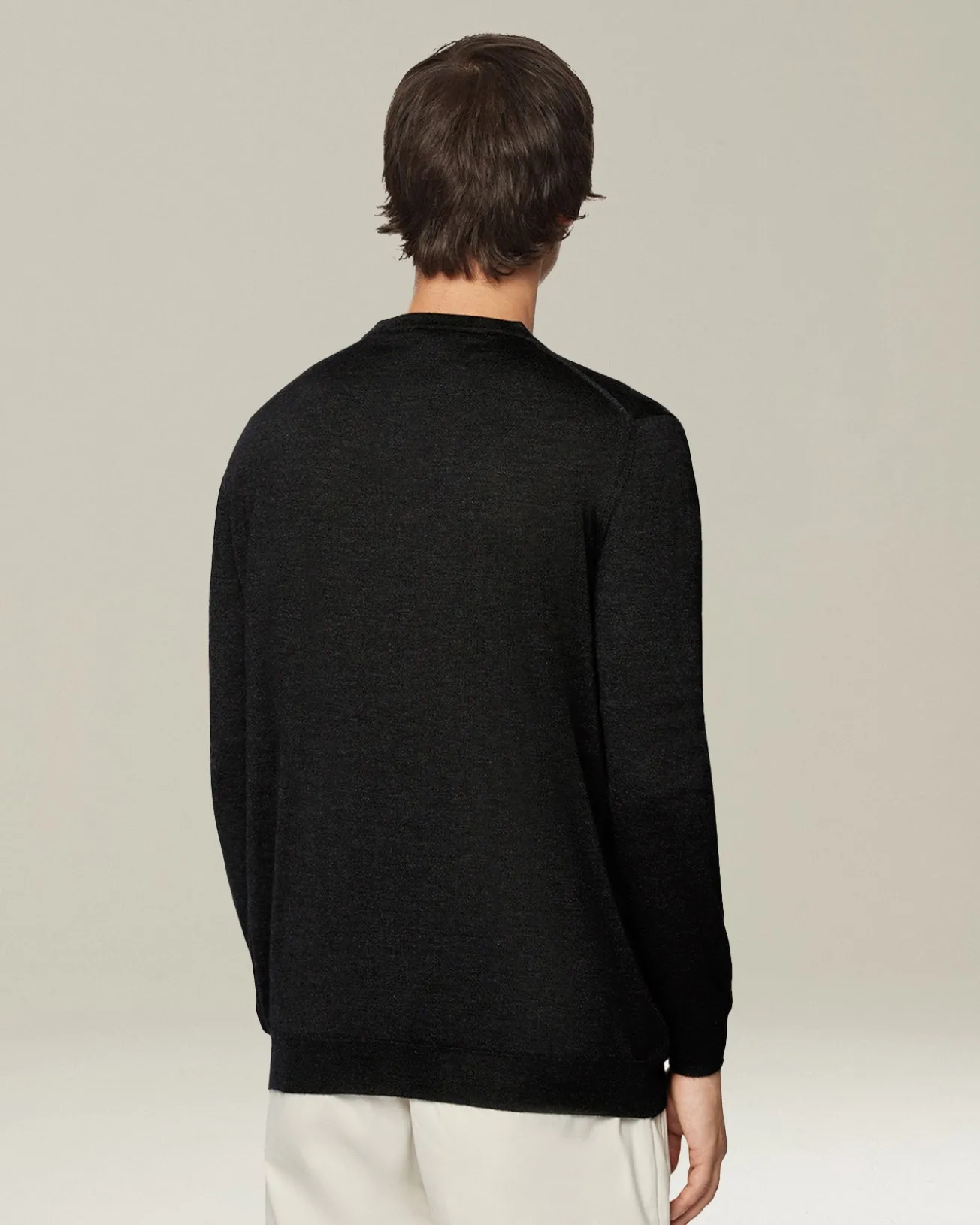 Maglione girocollo in cashmere e seta antracite