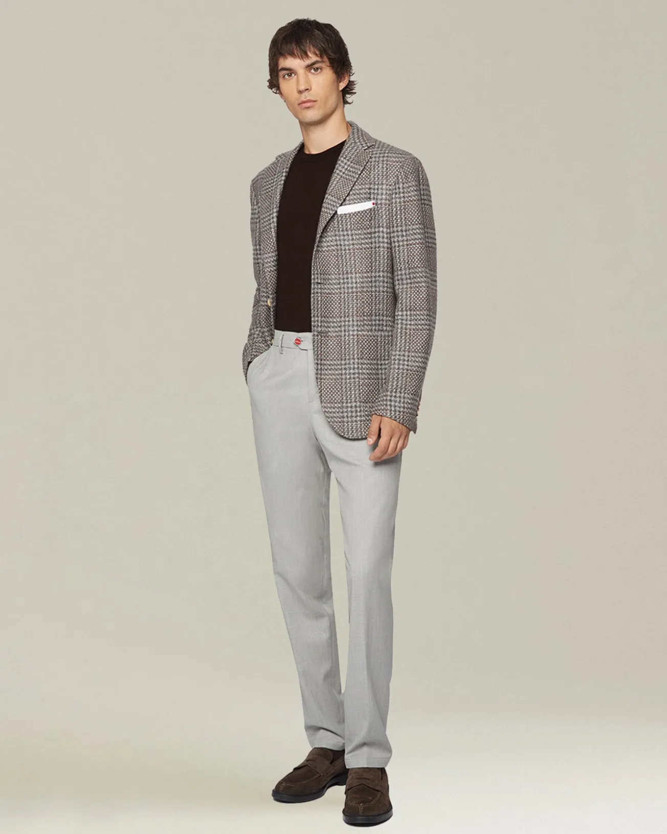Maglione girocollo in cashmere e seta marrone