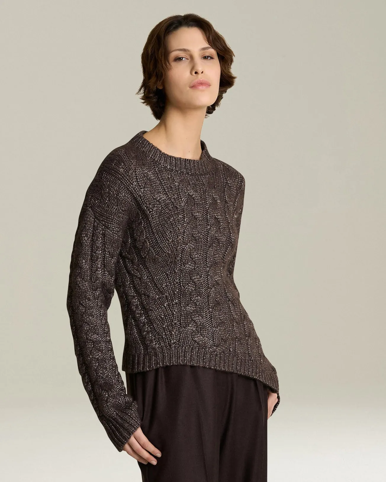Maglione Treccia in Cashmere e Seta