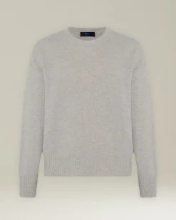 Maglione uomo girocollo Leisure in Lana vergine grigio perla