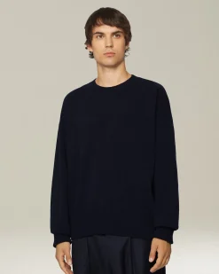 Maglione uomo girocollo Leisure in Lana vergine blu