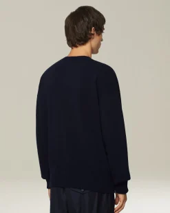 Maglione uomo girocollo Leisure in Lana vergine blu