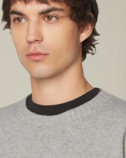 Maglione uomo girocollo Leisure in Lana vergine grigio perla