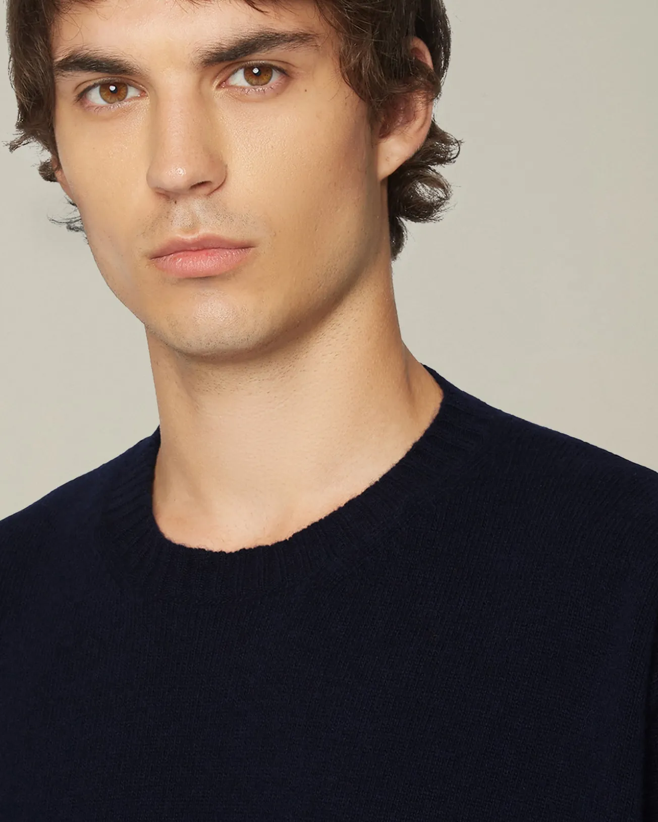 Maglione uomo girocollo Leisure in Lana vergine blu