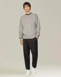 Maglione uomo girocollo Leisure in Lana vergine grigio perla