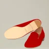 Mocassino "Slipper" donna rosso in camoscio