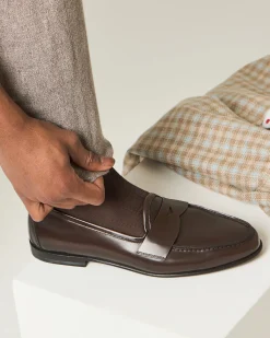Mocassino uomo classico in vitello spazzolato testa di moro
