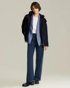 Montgomery donna corto 100% Cashmere blu navy