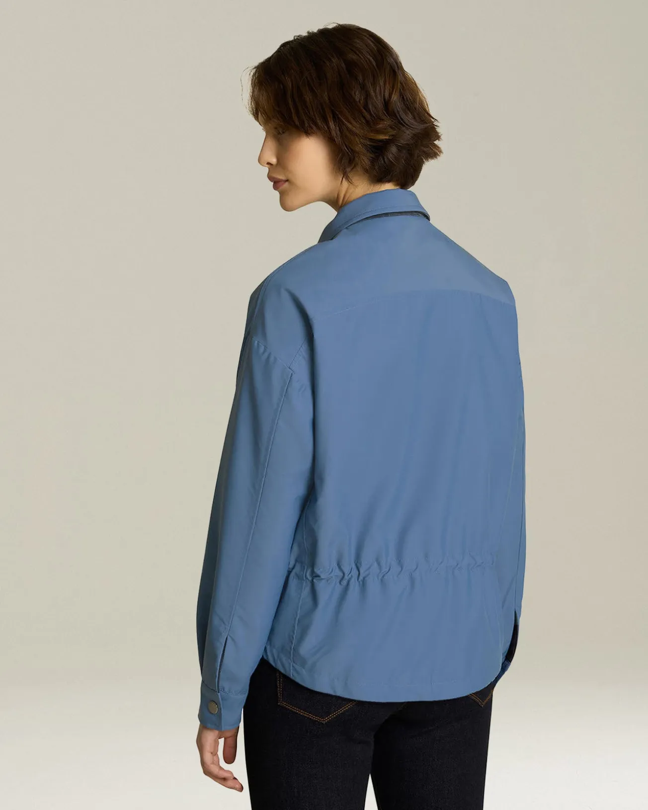 Overshirt donna in blend di lana carta da zucchero
