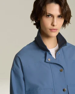 Overshirt donna in blend di lana carta da zucchero