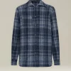 Overshirt donna Tartan blu 100% Cashmere
