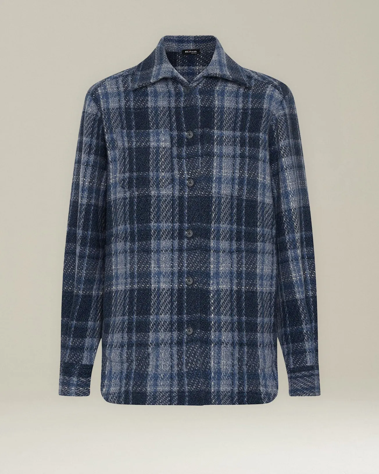 Overshirt donna Tartan blu 100% Cashmere