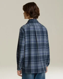 Overshirt donna Tartan blu 100% Cashmere