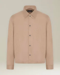 Overshirt uomo in blend di Cashmere beige