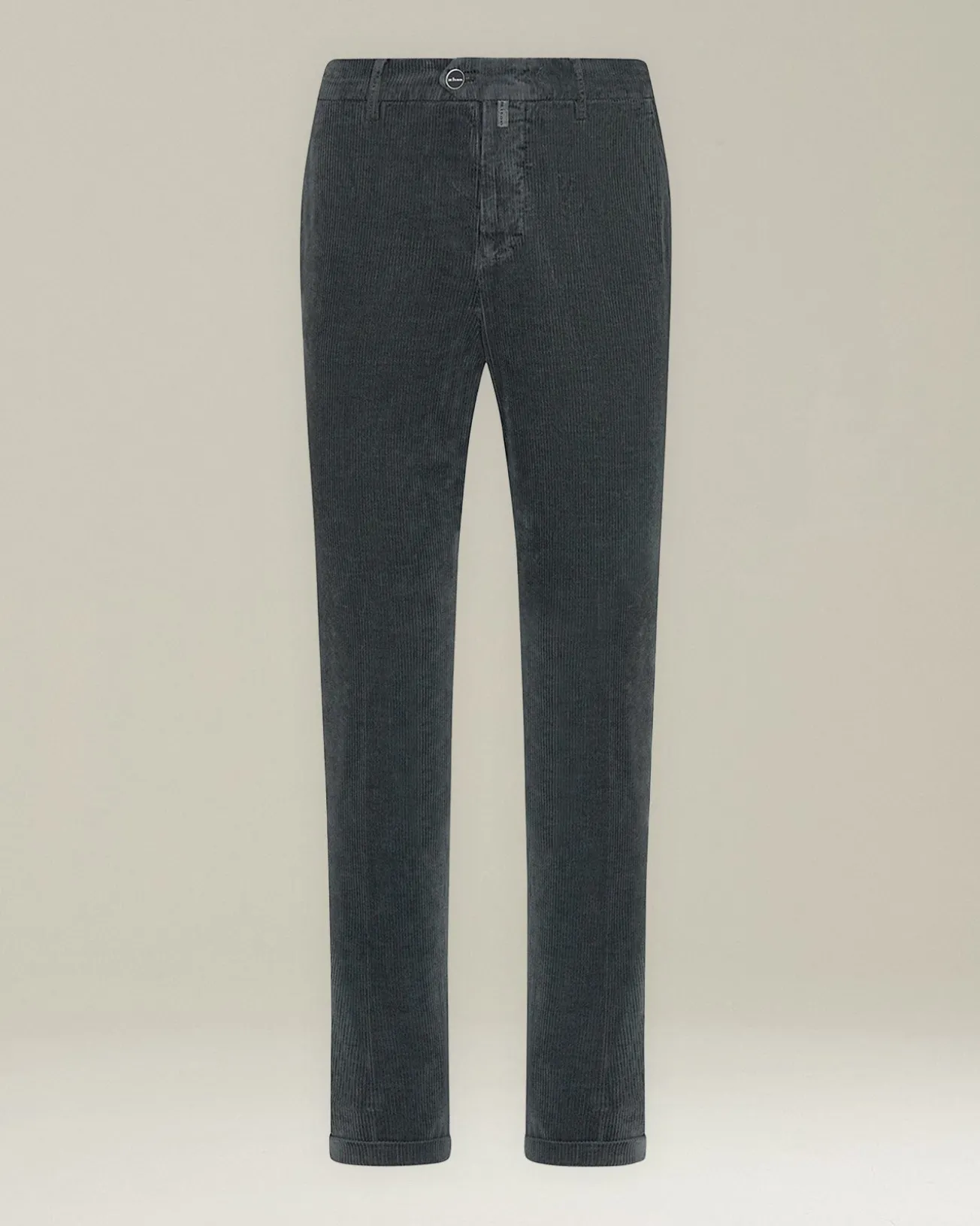 Pantalone a coste grigio in blend di contone e cashmere