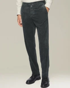 Pantalone a coste grigio in blend di contone e cashmere