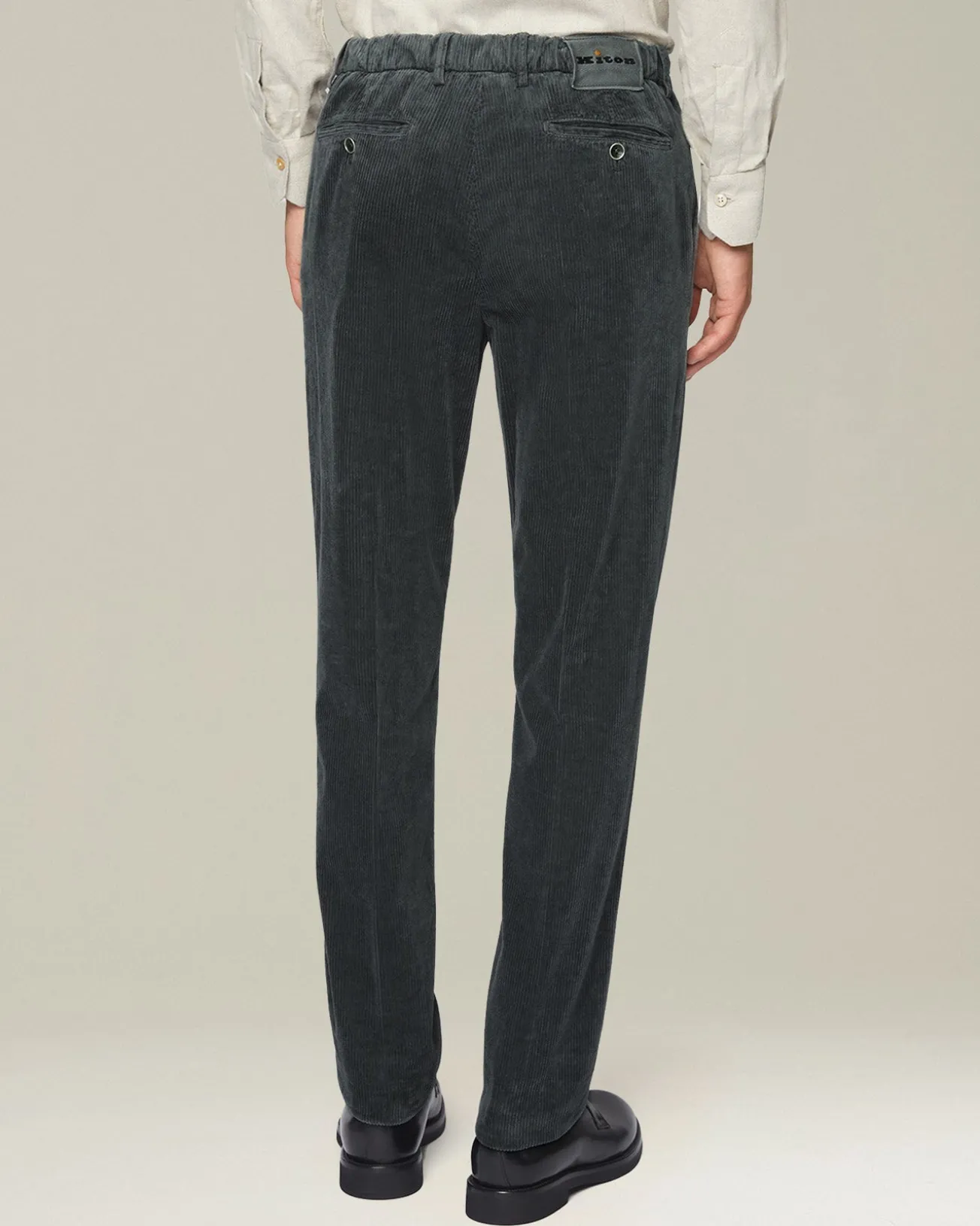 Pantalone a coste grigio in blend di contone e cashmere
