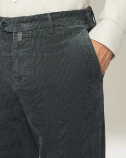 Pantalone a coste grigio in blend di contone e cashmere