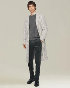 Pantalone a coste grigio in blend di contone e cashmere