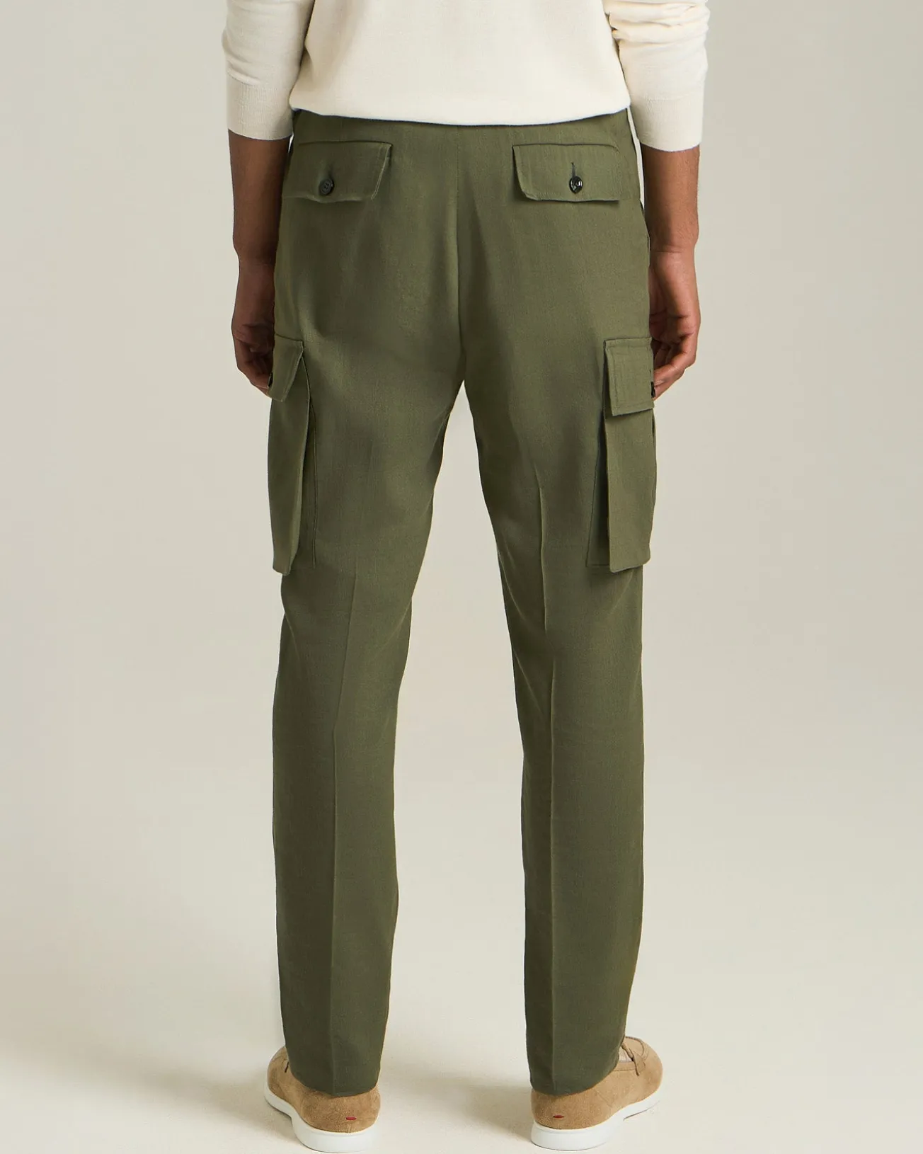 Pantalone Cargo In Lino E Lana