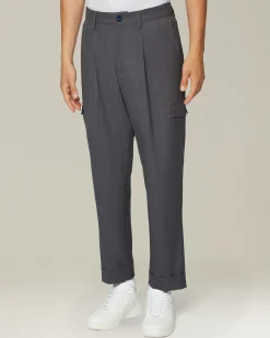 Pantalone Cargo uomo grigio 100% Lana