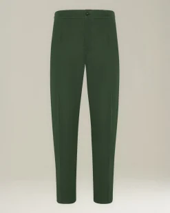 Pantalone Comfort in lino lino verde bottiglia