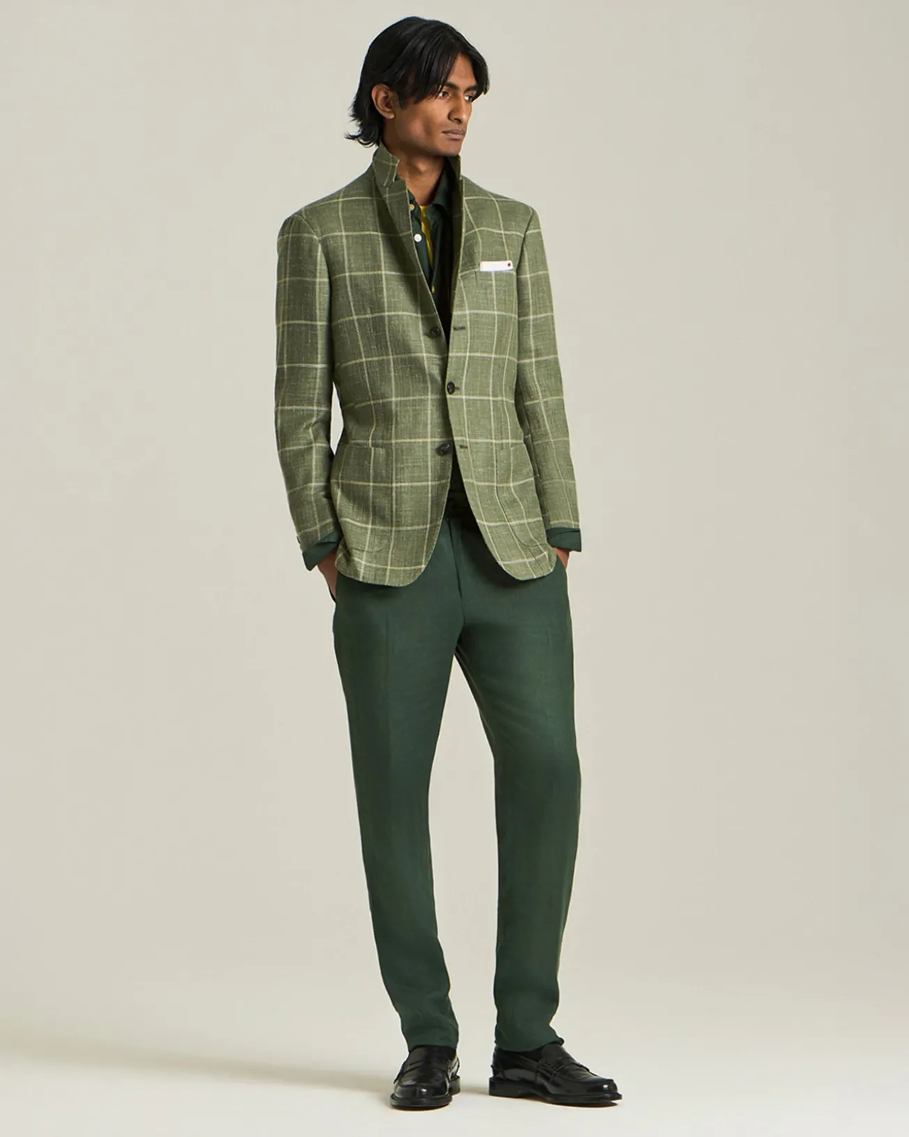 Pantalone Comfort in lino lino verde bottiglia