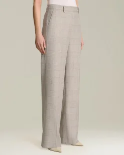 Pantalone donna a palazzo Principe di Galles in Cashmere blend