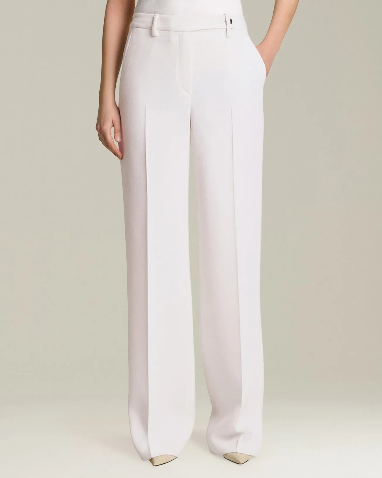 Pantalone donna dritto bianco 100% Lana
