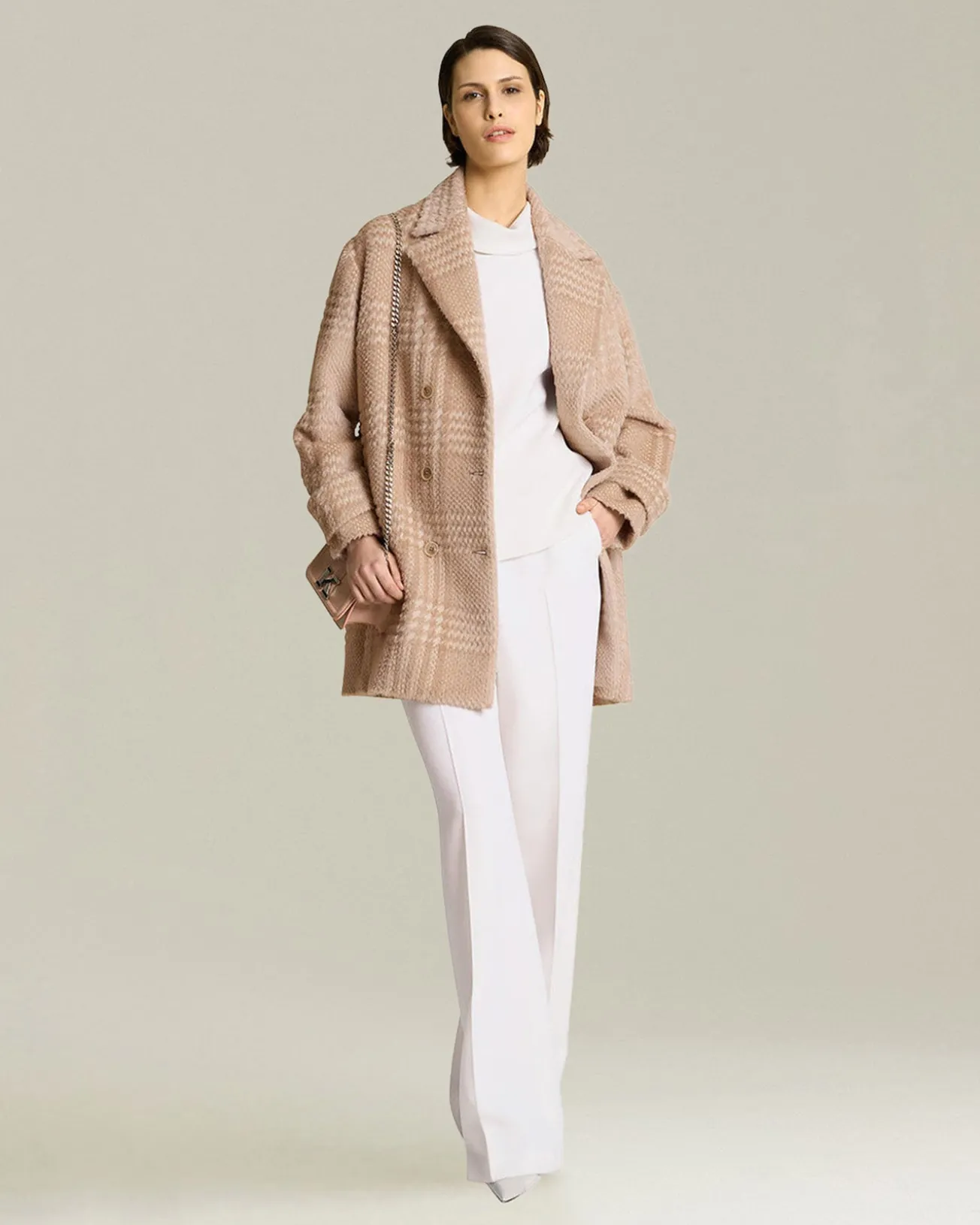 Pantalone donna dritto bianco 100% Lana