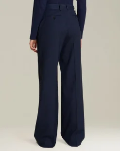Pantalone donna Sartoriale Spigato in Lana blu navy