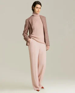 Pantalone elegante donna a palazzo rosa chiaro